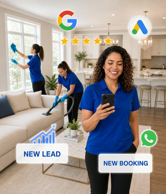 SEO e Google Ads enchendo a agenda de bookings de house cleaning